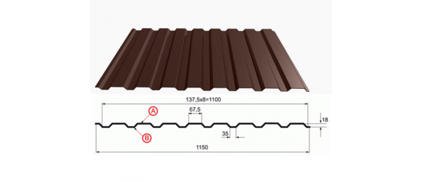 Профнастил коричневый оцинкованный  RAL 8017 С-20 купить недорого в Можайске